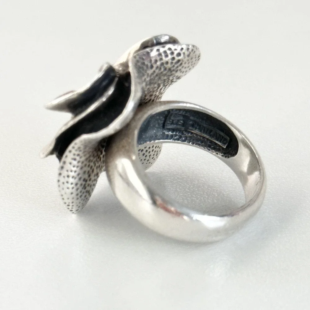 Silpada 925 Sterling Silver Large Chunky Modernist Flower Band Ring Size 6.25